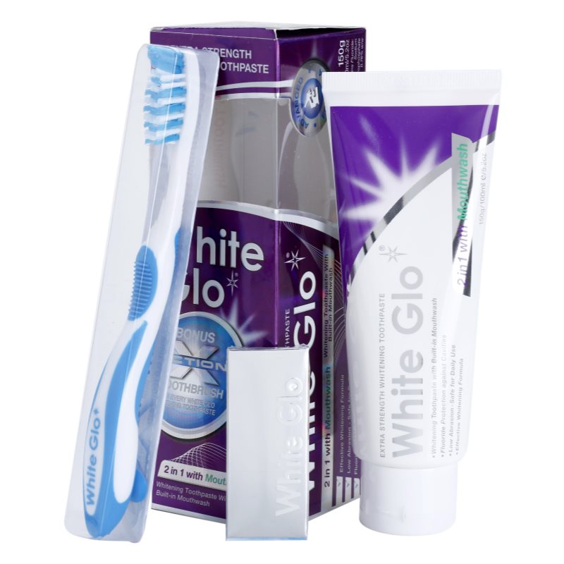 White Glo White Glo 2 in 1 with Mouthwash wybielająca pasta do zębów z płynem do płukania + szczoteczka do zębów 150g