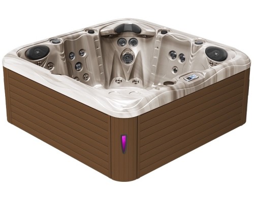 HYDROSAN - Wanna SPA Jacuzzi ogrodowe z hydromasażem 5-osobowa 200x200 cm 230V CAPPUCCINO OBUDOWA KAWA SPA752