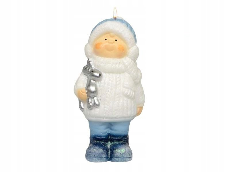 Świeca w kształcie błękitnego zimowego chłopca, winter boy,, HIT Świąt
