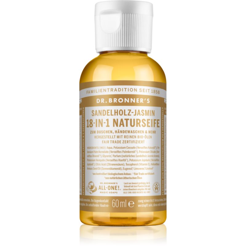 Dr. Bronner’s Sandalwood & Jasmine uniwersalne mydło w płynie 60 ml