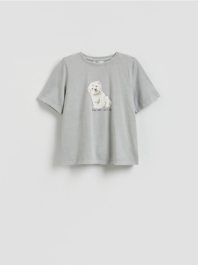 Reserved - T-shirt z nadrukiem - jasnoszary
