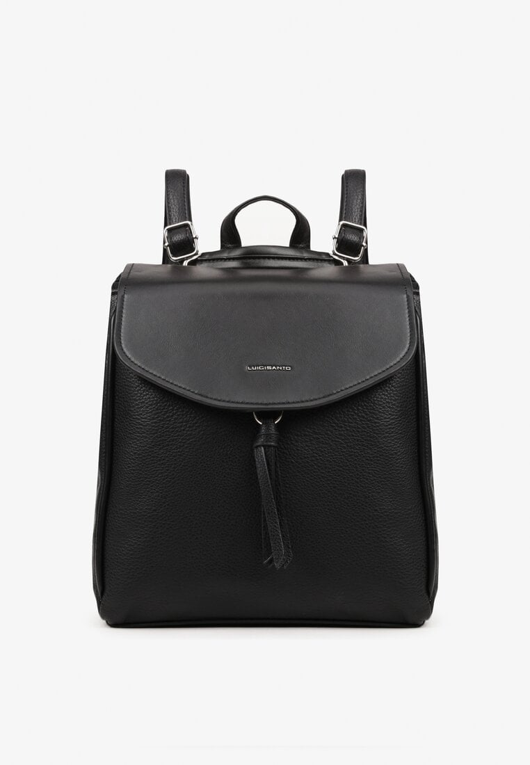 Czarny Mały Plecak z Ozdobnym Suwakiem i Rączką Dralzeri