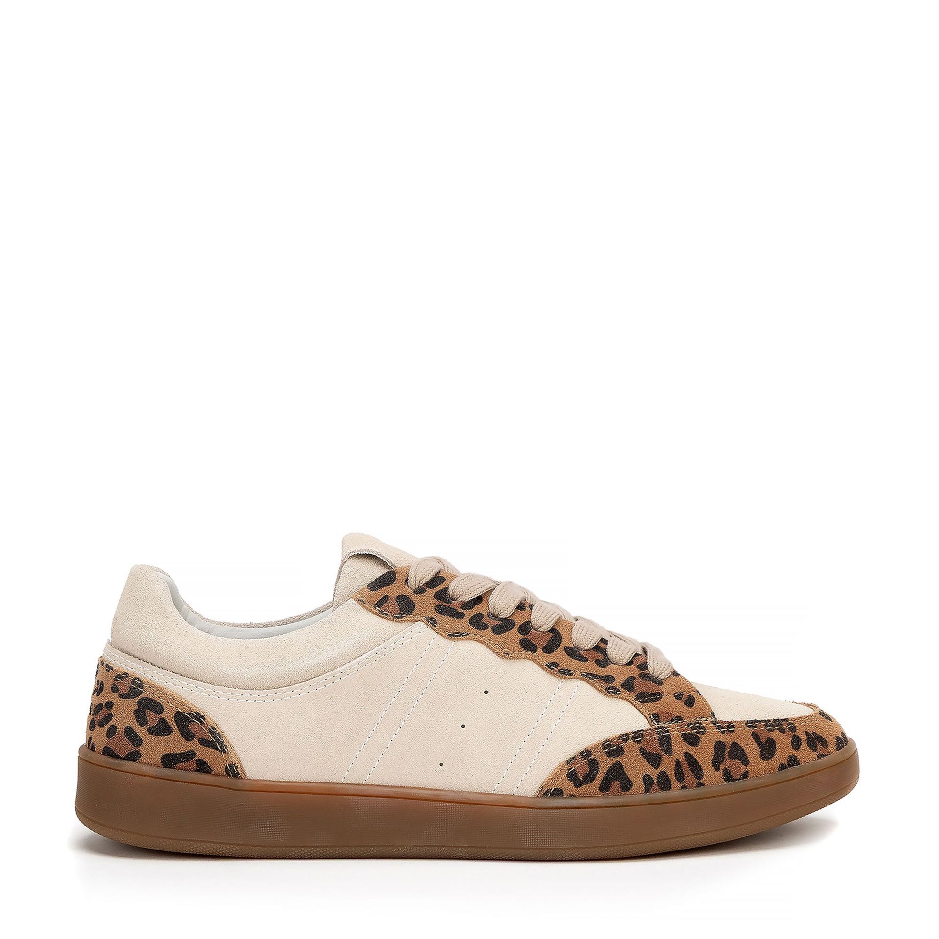 Zamszowe sneakersy ze wstawkami z ekoskóry brązowe