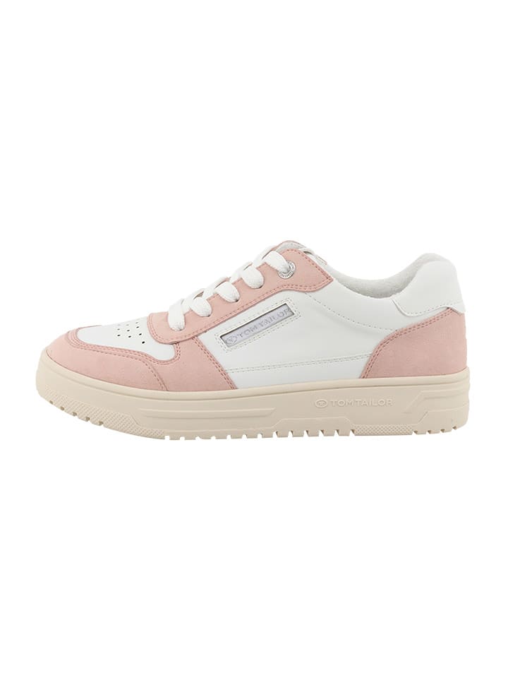 Tom Tailor Sneakersy w kolorze biało-jasnoróżowo-beżowym