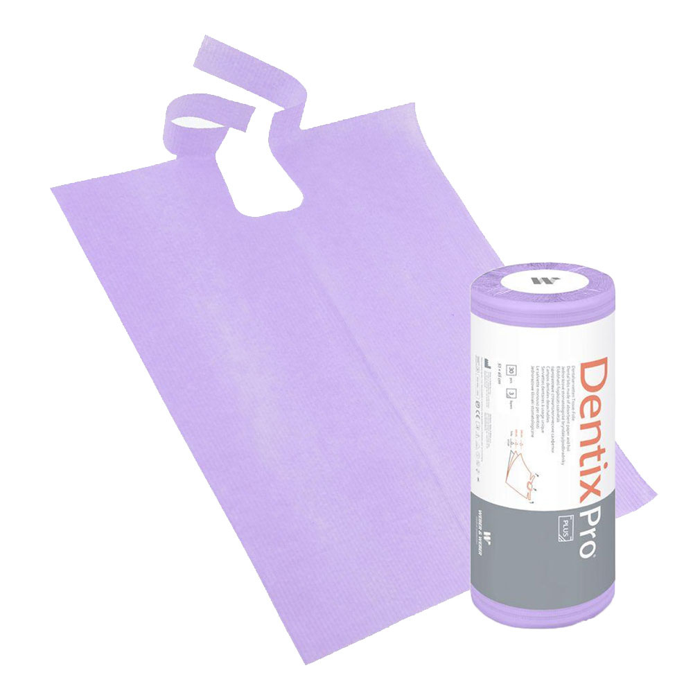 Opinie o Śliniak dentystyczny na rolce 50cm x 65cm fioletowy podfoliowany 54g DentixPro 30szt