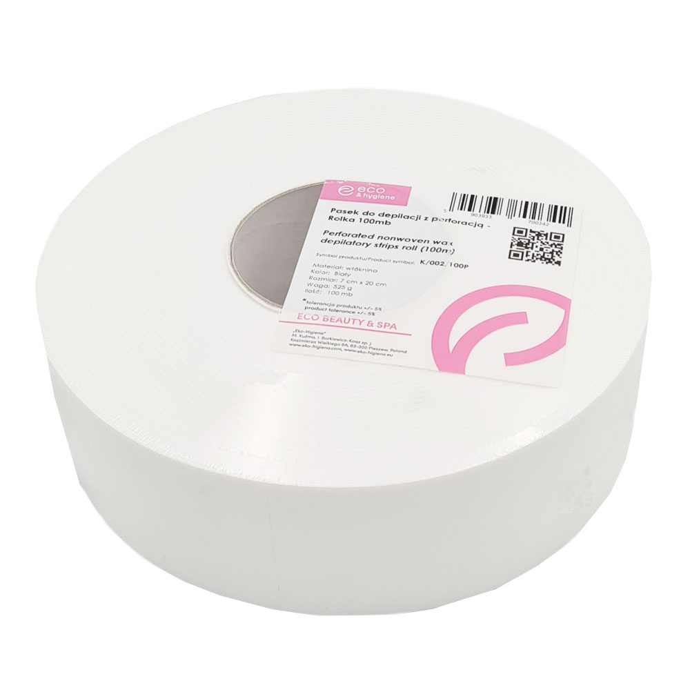 Pasek do depilacji z włókniny 7cm x 20cm na rolce z perforacją biały 500szt