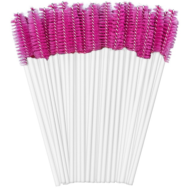 Szczoteczka Spiralka do Rzęs i Brwi, Clavier 50 szt. - biało-bordowa