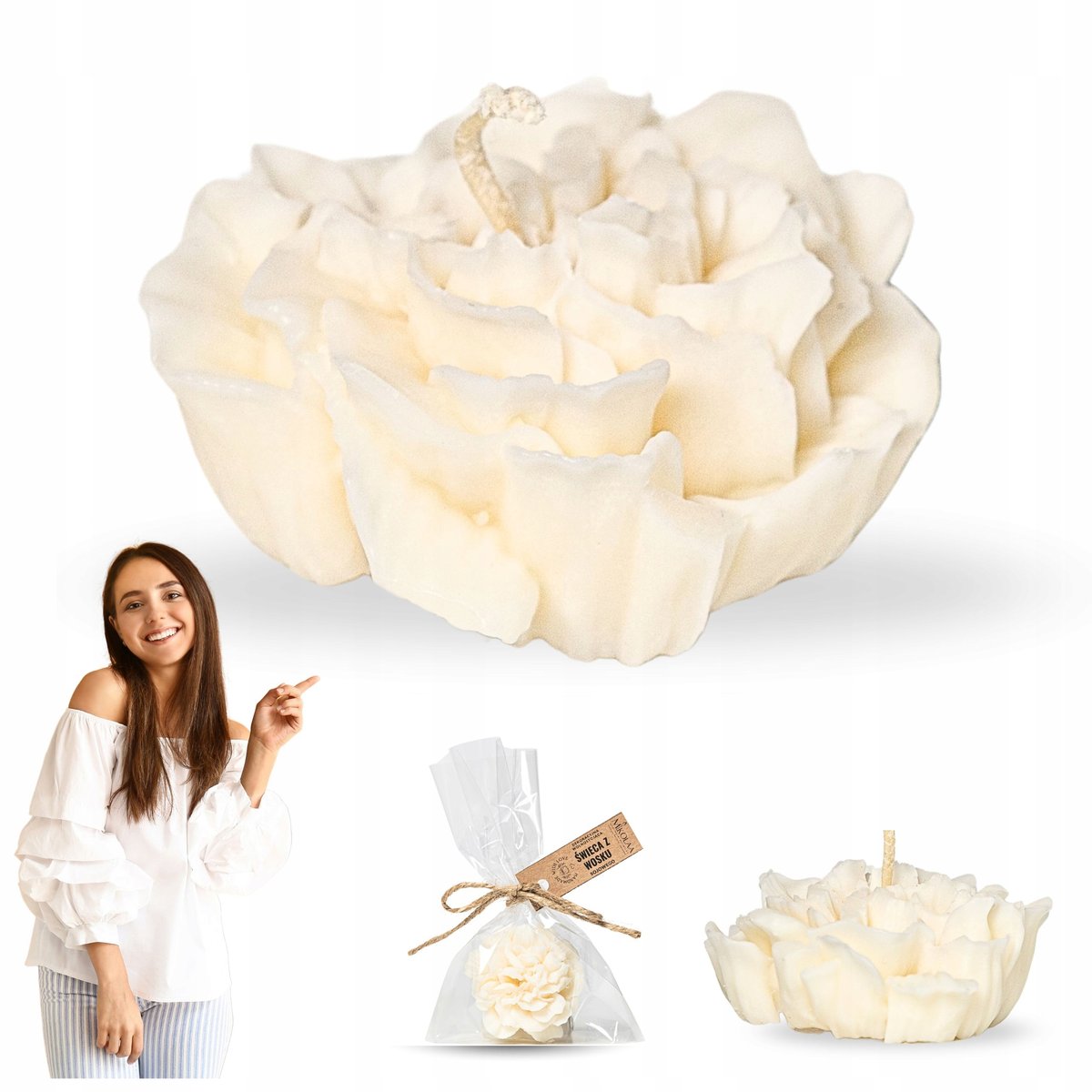 Świeca Sojowa Podziękowania Dla Gości Goździk Upominek Komunia Prezent