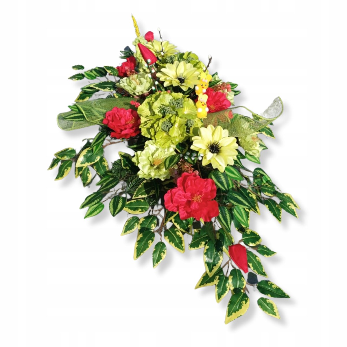 WIELKANOCNY STROIK Dekoracja wiosenna do domu na cmentarz Tulipany Hibiskus