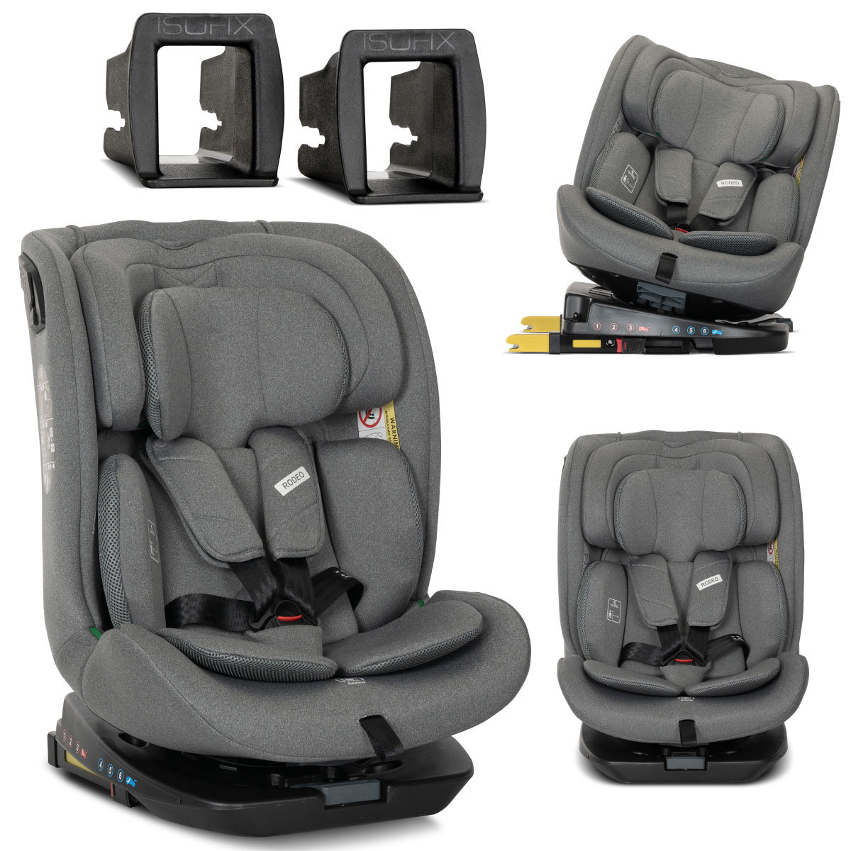 FOTELIK 40-150 CM 0-36kg I-SIZE OBROTOWY ISOFIX 360 LORELLI RODEO SZARY