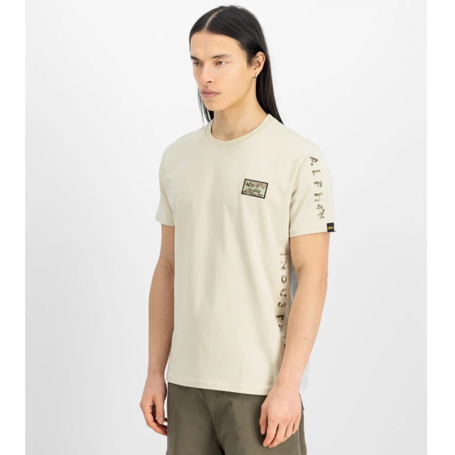 Alpha Industrie T-shirt Camo Sleeve (156522) vintage white [Rozmiar XL]