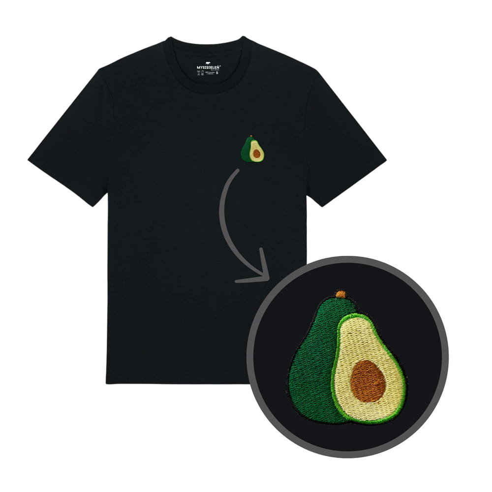 Haftowany T-shirt - AWOKADO - czarny S