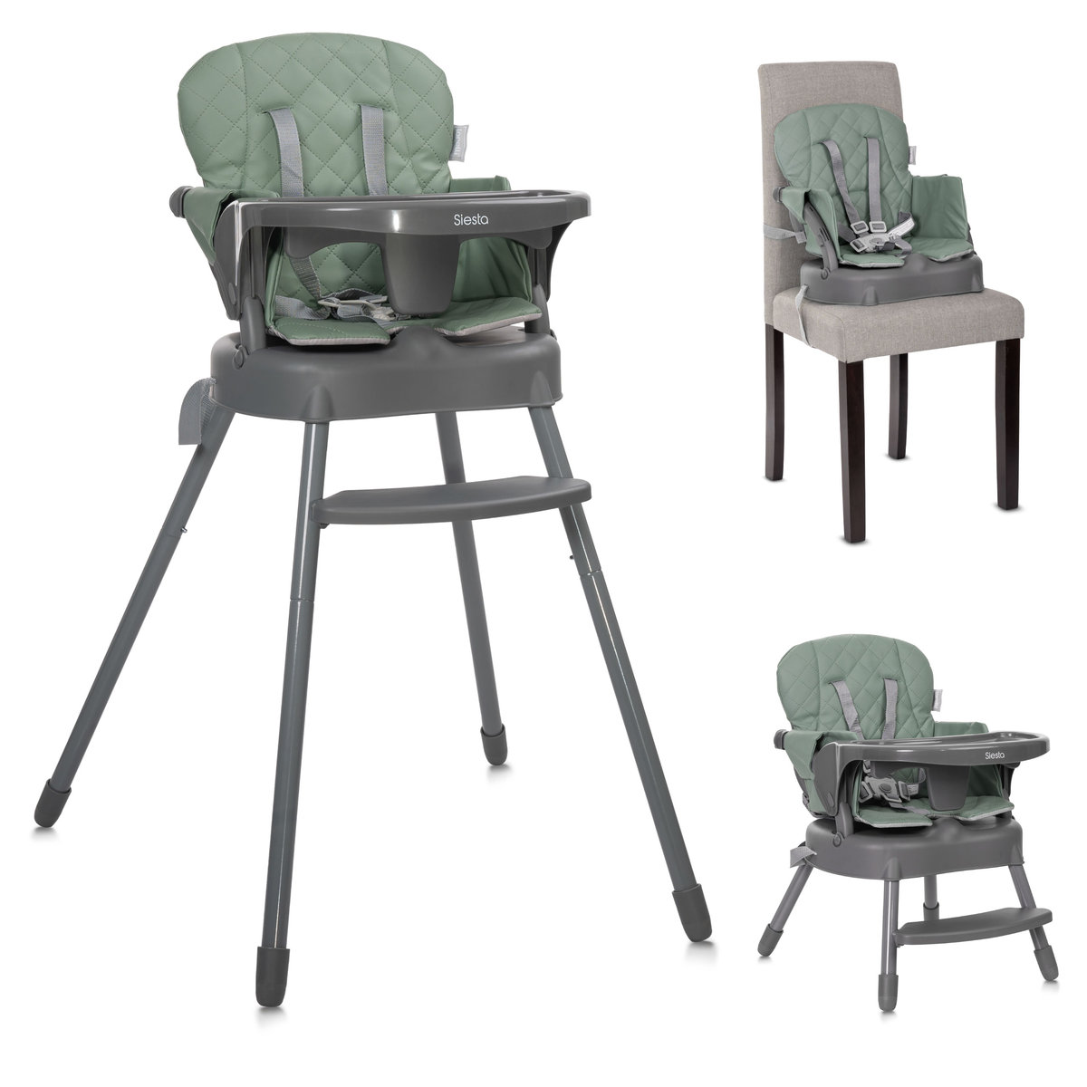 LORELLI SIESTA - KRZESEŁKO DO KARMIENIA 3W1 GREEN LEATHER