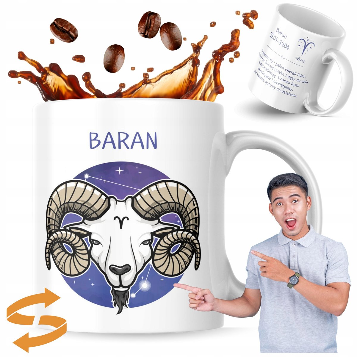 Kubek z nadrukiem 330 ml Znak Zodiaku Baran Kubek Prezent Kubek Do Kawy