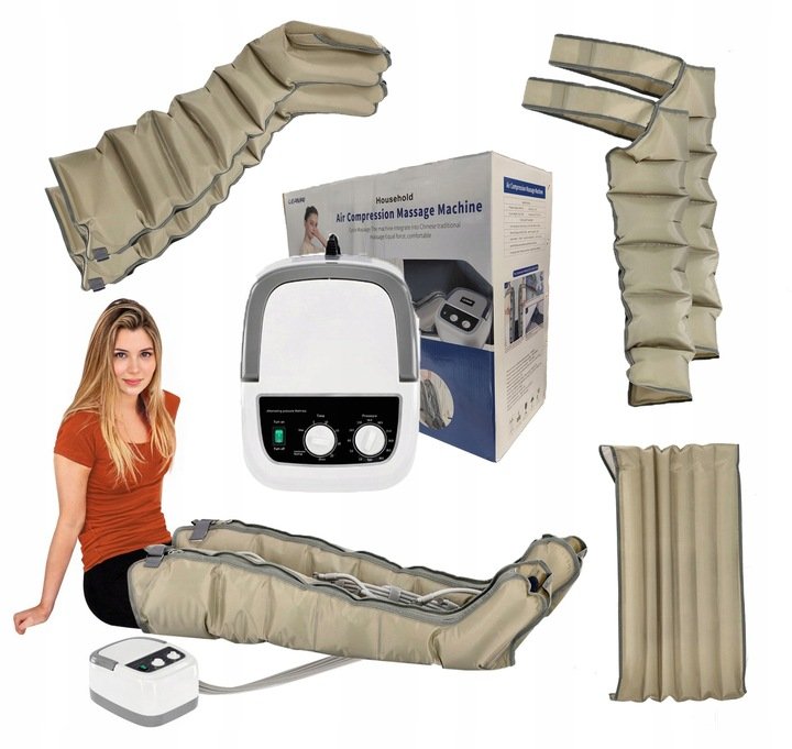 MASAŻER LIMFATYCZNY DRENAŻ MASAŻ DO NÓG RĄK CIAŁA PRESOTERAPIA 6 KOMÓR