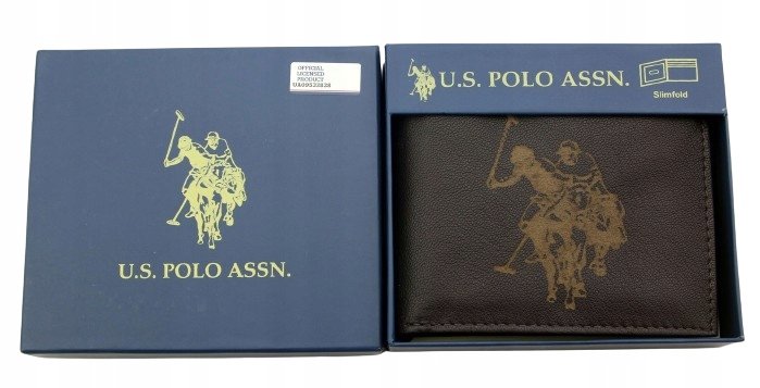 Portfel męski skórzany skóra U.S. Polo Assn. poziomy ABPE7034JC Brązowy