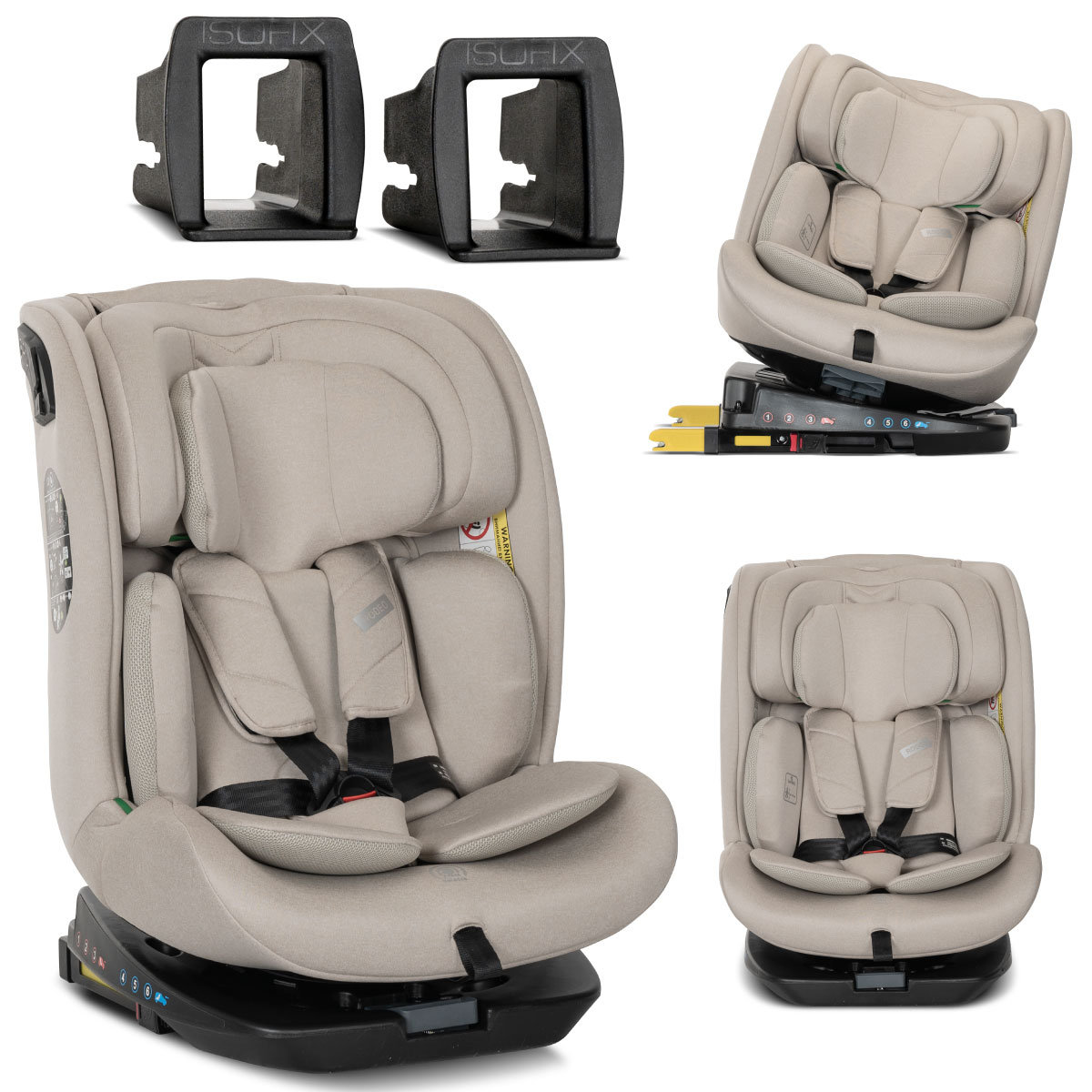 FOTELIK 40-150 CM 0-36kg I-SIZE OBROTOWY ISOFIX 360 LORELLI RODEO BEŻOWY