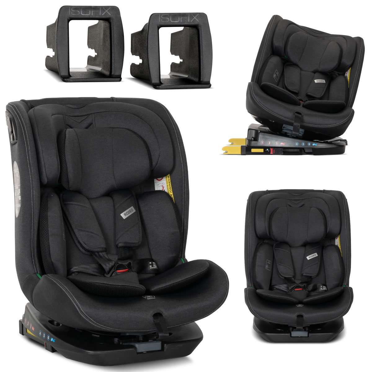 FOTELIK 40-150 CM 0-36kg I-SIZE OBROTOWY ISOFIX 360 LORELLI RODEO CZARNY