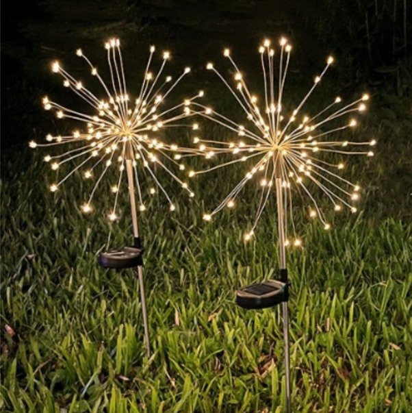 2x Lampa solarna LED dmuchawiec fajerwerki drzewko wbijana ogrodowa ciepły