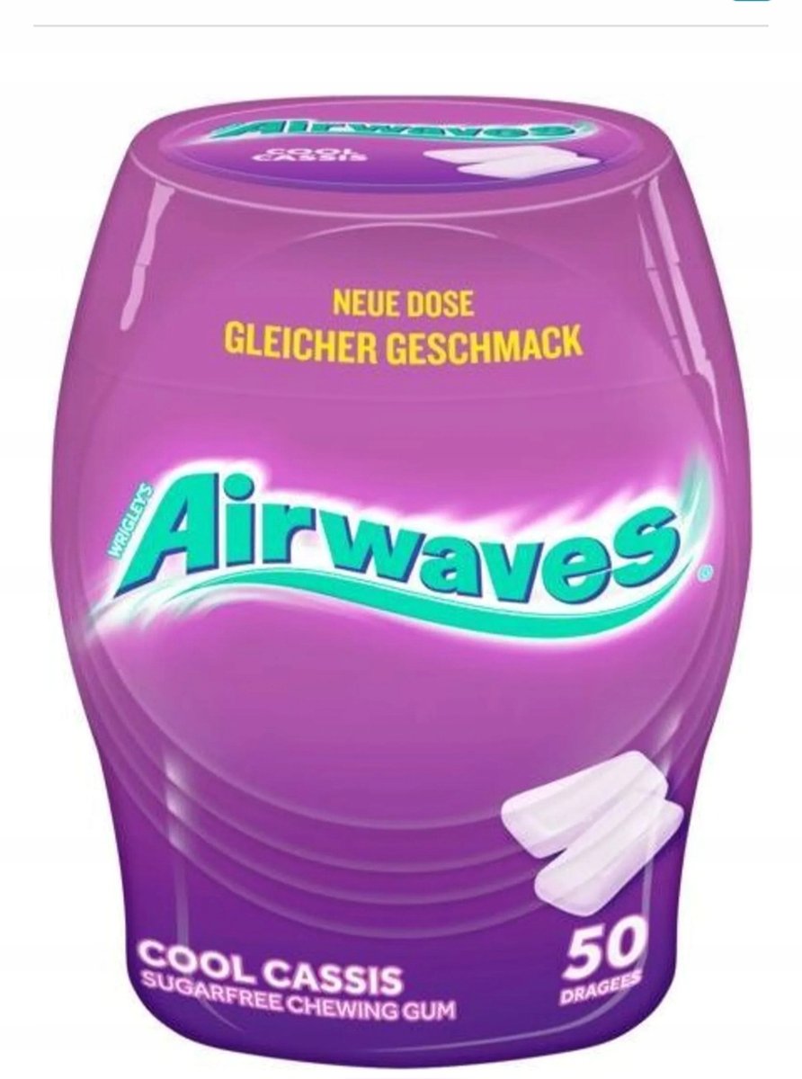 Airwaves Cool Cassis bezcukrowe pastylki w puszce - 50szt - gumy z Niemiec