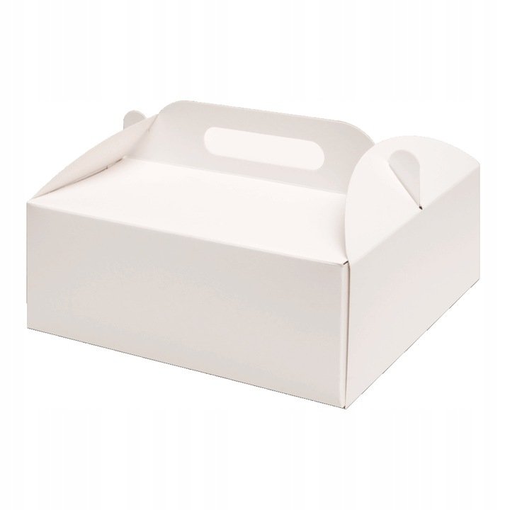 1x Pudełko z rączką na tort ciasto jedzenie box Białe 30 x 30 x11 cm