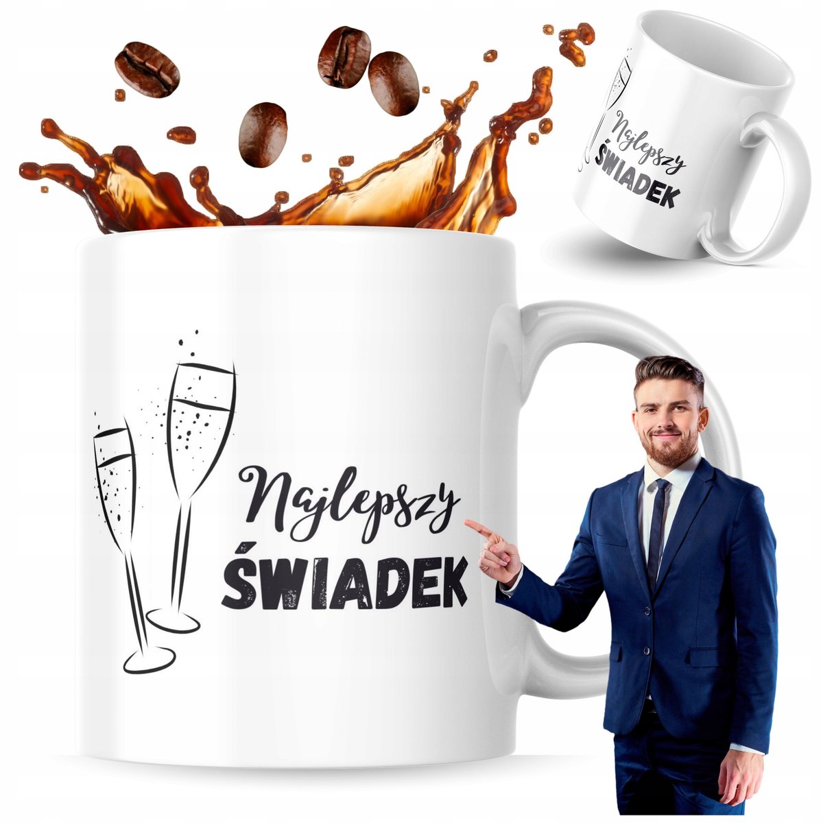 Kubek Z Nadrukiem 330 ml Kubki Do Kawy Kubek Biały Najlepszy Świadek