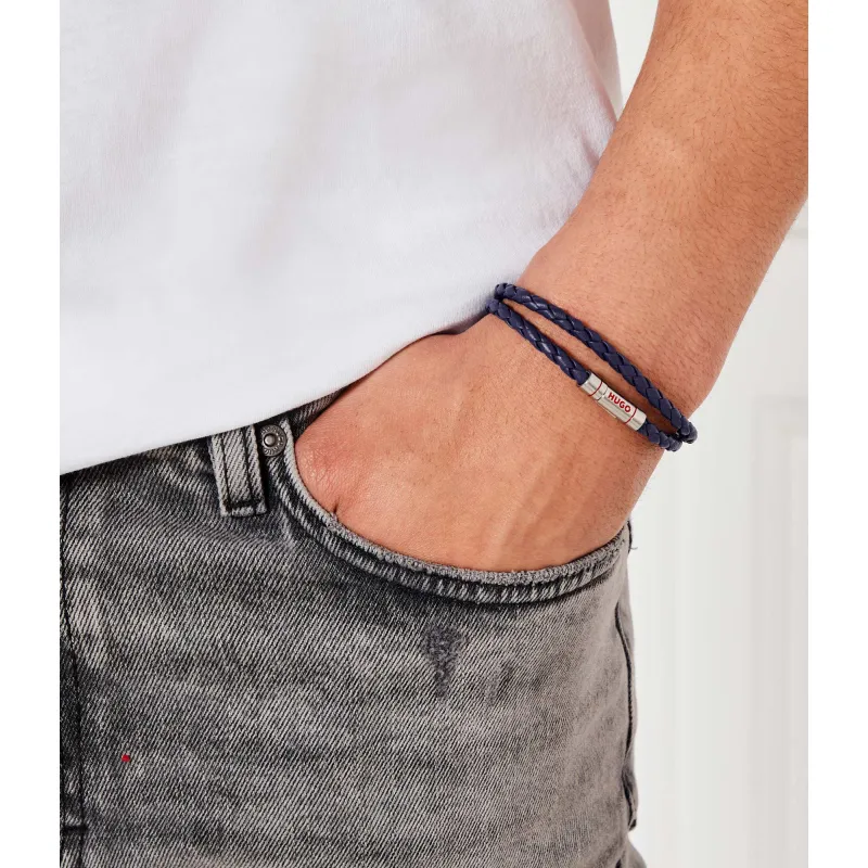 HUGO Skórzana bransoleta E-DOUBLEBRAID2-BRA