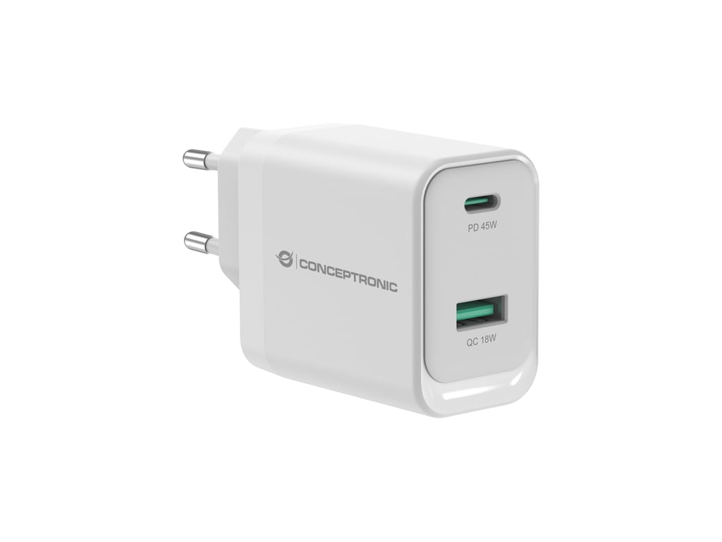 Conceptronic ALTHEA20W45 ładowarka do urządzeń przenośnych Uniwersalne Biały Prąd przemienny Szybkie ładowanie Wewnętrzna