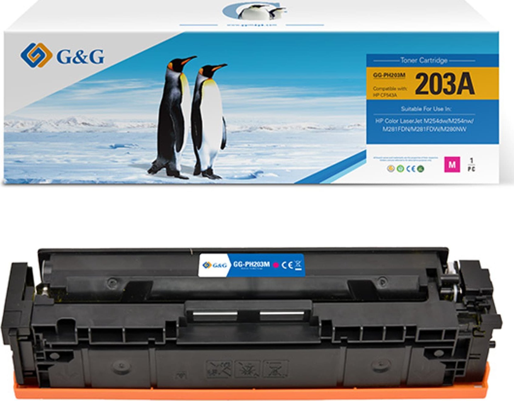 Toner G&G G&G kompatybilny toner z HP CF543A, NT-PH203M , HP 203A, magenta, 1300s NT-PH203M