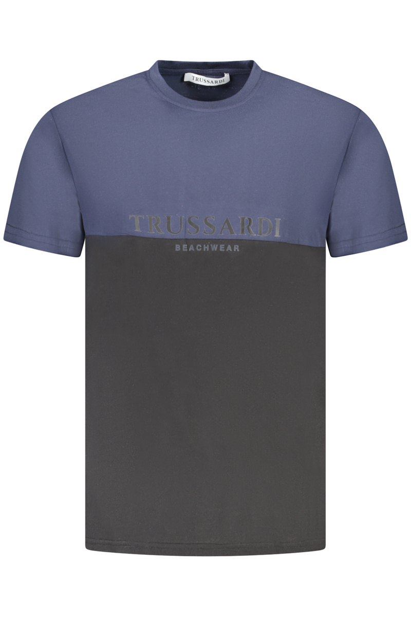TRUSSARDI MĘSKA KOSZULKA Z KRÓTKIM RĘKAWEM NIEBIESKA
