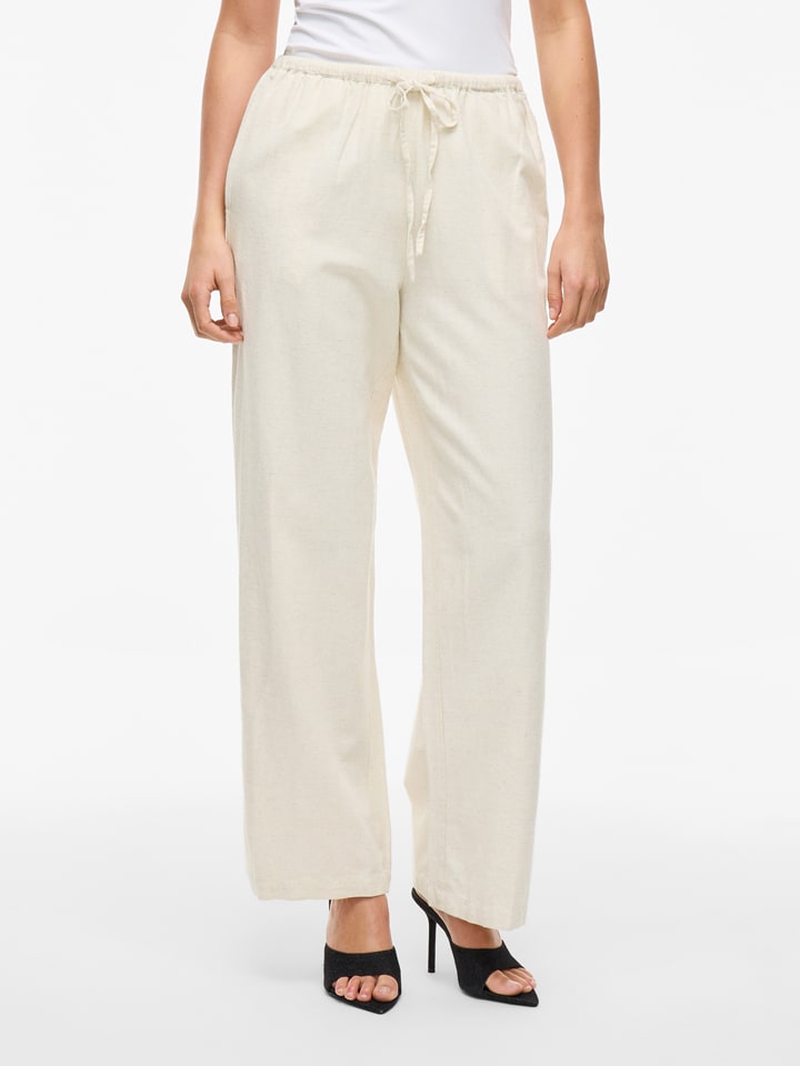 Vila Spodnie w kolorze kremowym