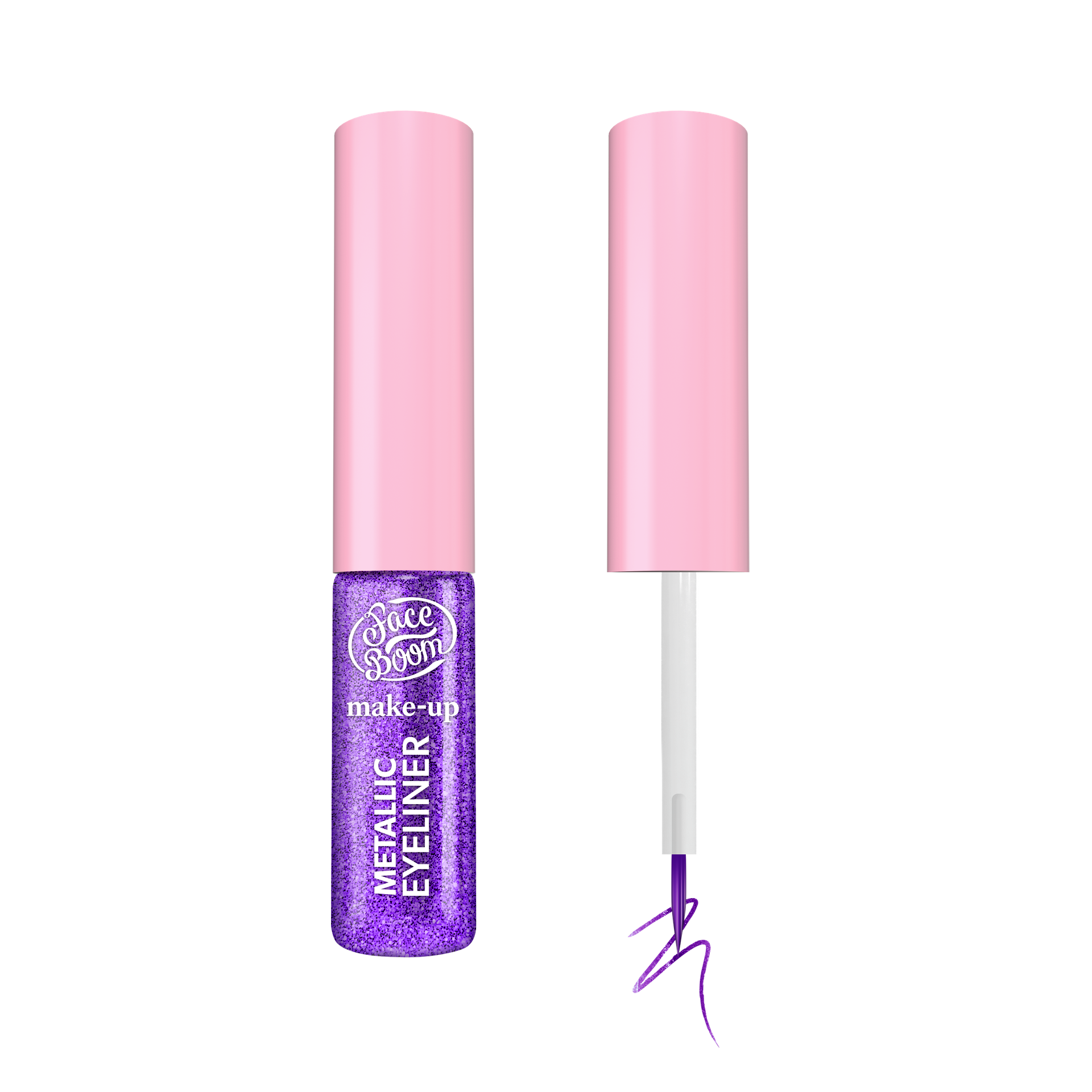 Faceboom Metaliczny Eyeliner z Pędzelkiem 03 Violet Gleam