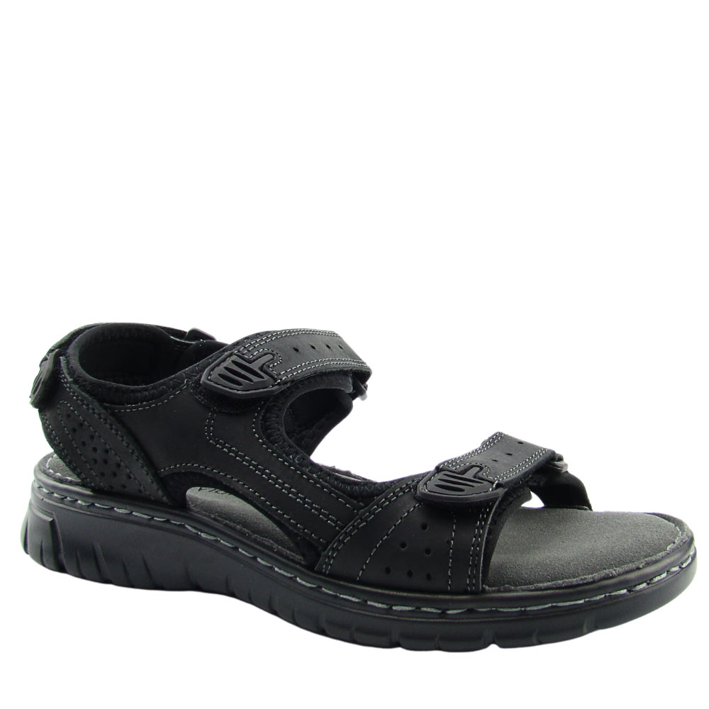 McKeylor 95320 męskie sandały skórzane na rzepy czarne