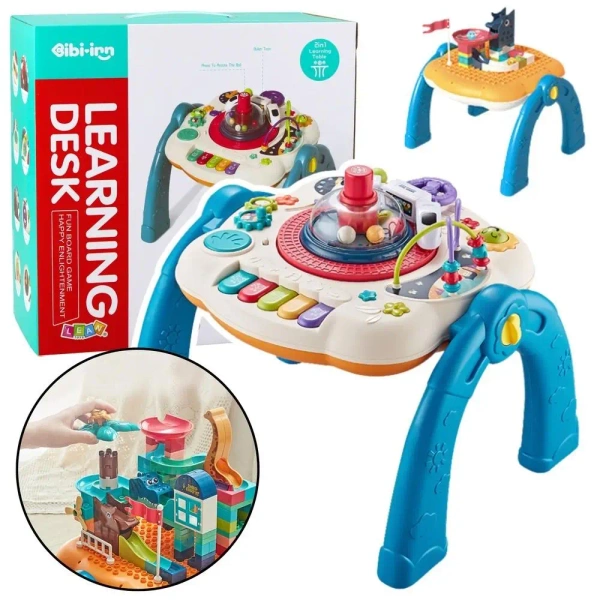 Stolik interaktywny 2w1 niebieski - Leantoys