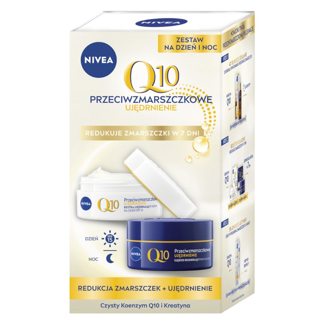 NIVEA SET Q10 przeciwzmarszczkowy krem do twarzy na dzień 50ml + ujędrniający krem do twarzy na noc 50ml