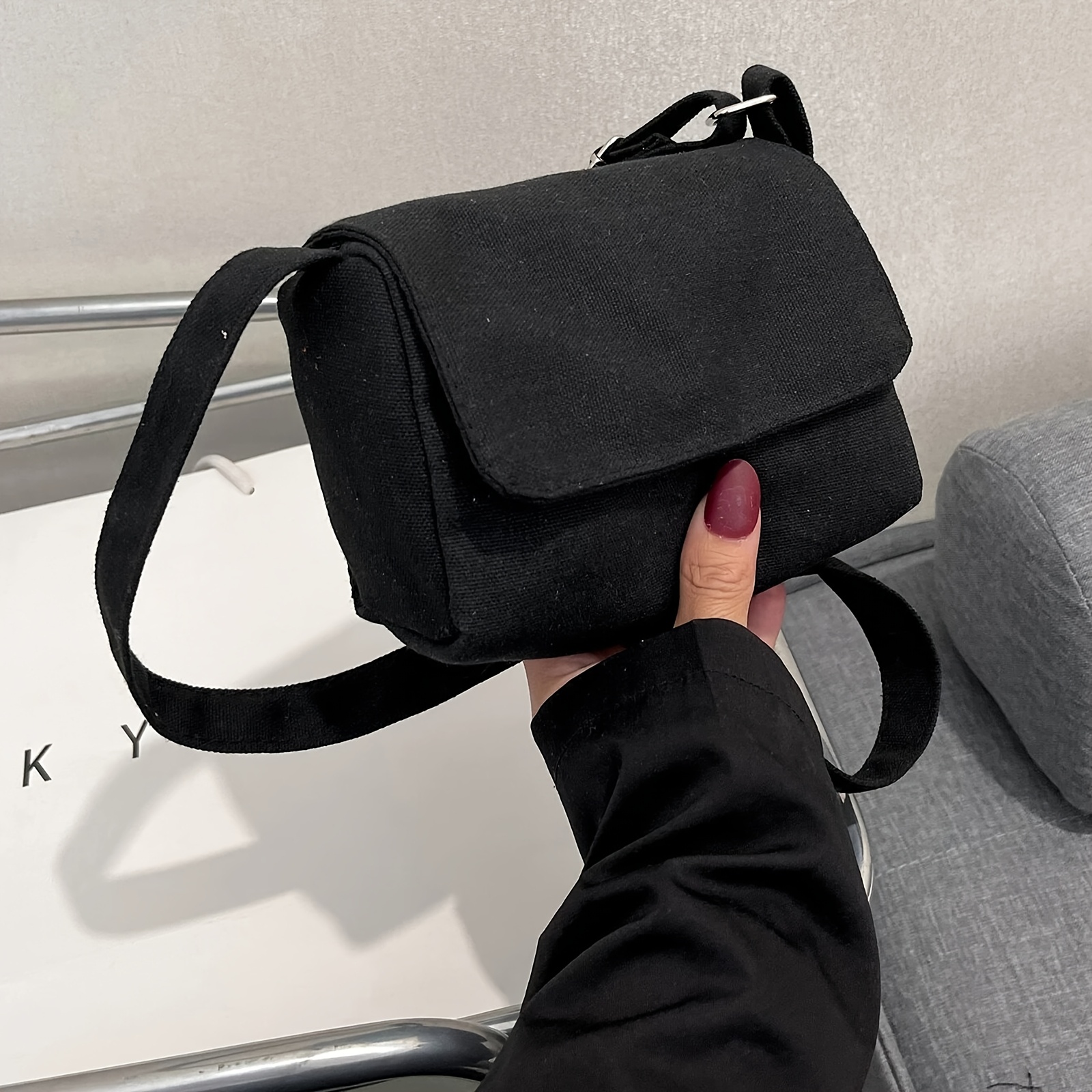 TEMU Modna Mini Torba na Ramię, Lekka Nylonowa Torba Krzyżówka, Damska Casualowa Torba na Co Dzień i Na Wyjścia, Stylowa Nylonowa Mini Torba dla