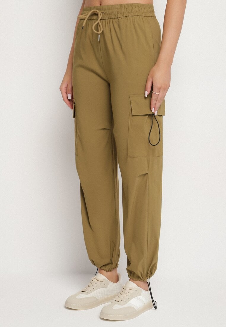 Zielone Spodnie Cargo z Bawełną i Wysokim Stanem Janoviera