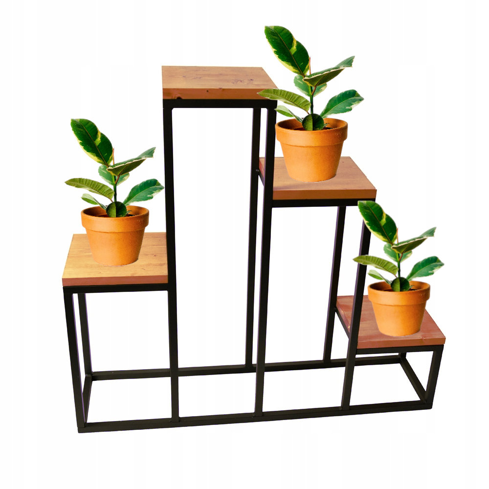 Podstawka Pod Doniczki Kwiatnik Na Kwiaty Czarny Wysoki Stojak Regał Loft