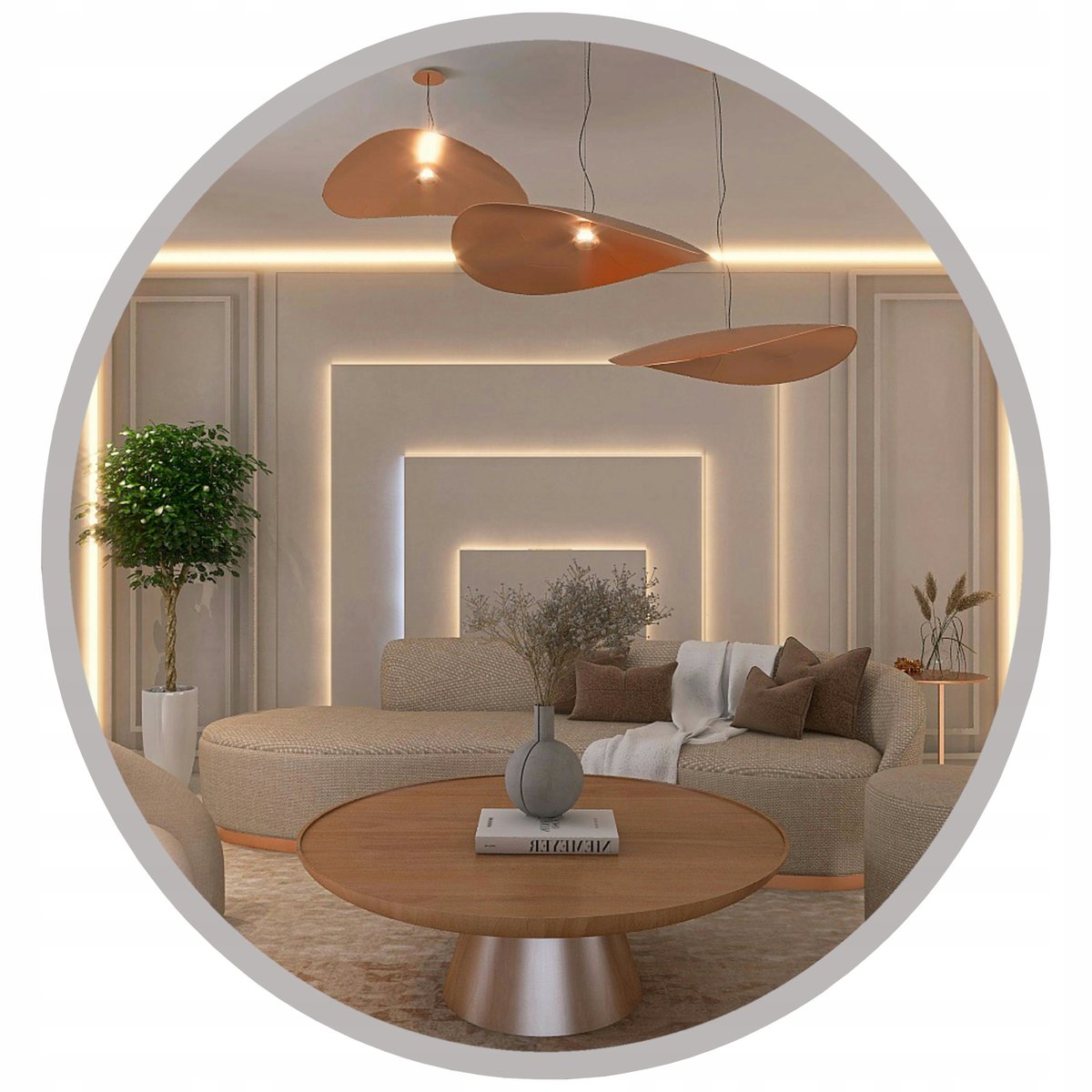 LUSTRO SREBRNE OKRĄGŁE W RAMIE DO ŁAZIENKI SALONU PRZEDPOKOJU 100 CM