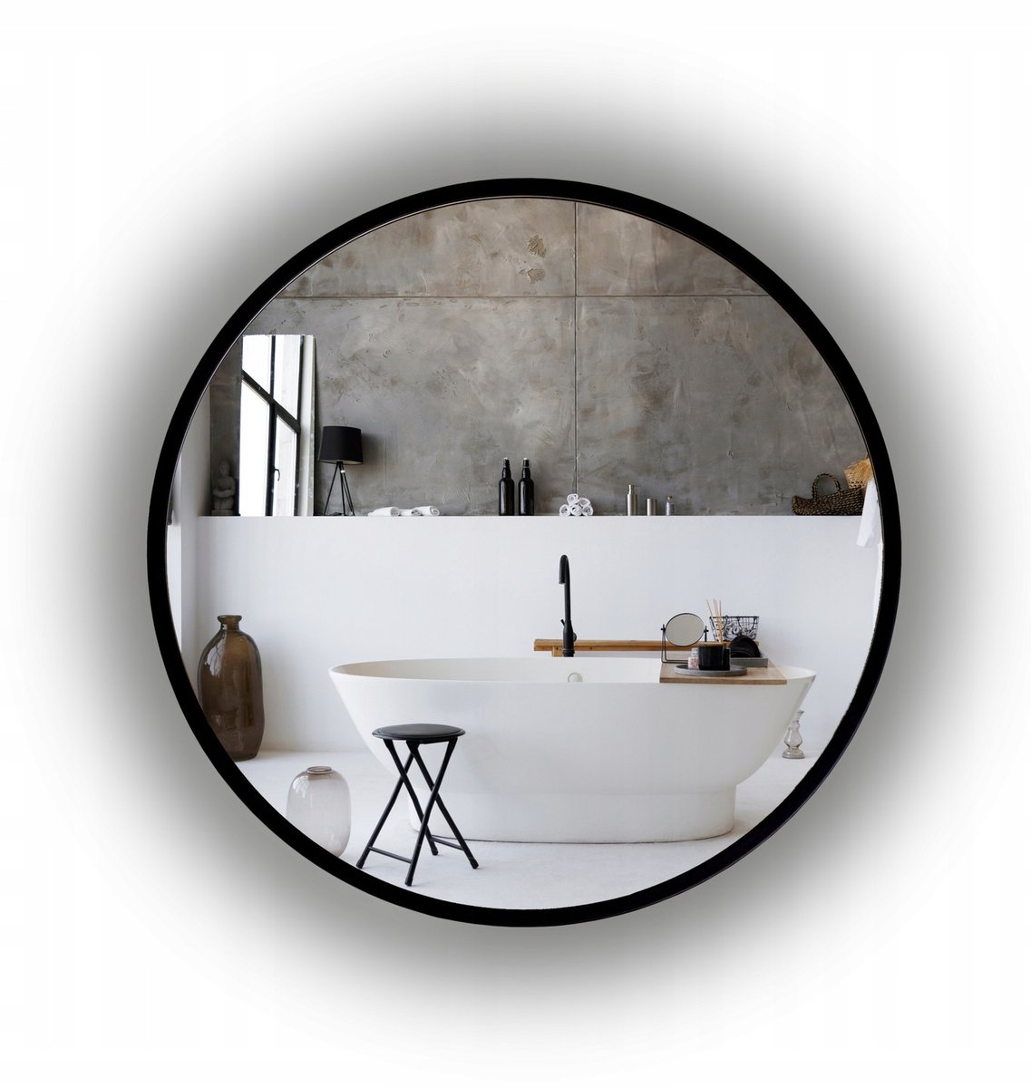 LUSTRO OKRĄGŁE PODŚWIETLANE DO ŁAZIENKI LOFT 50 CM