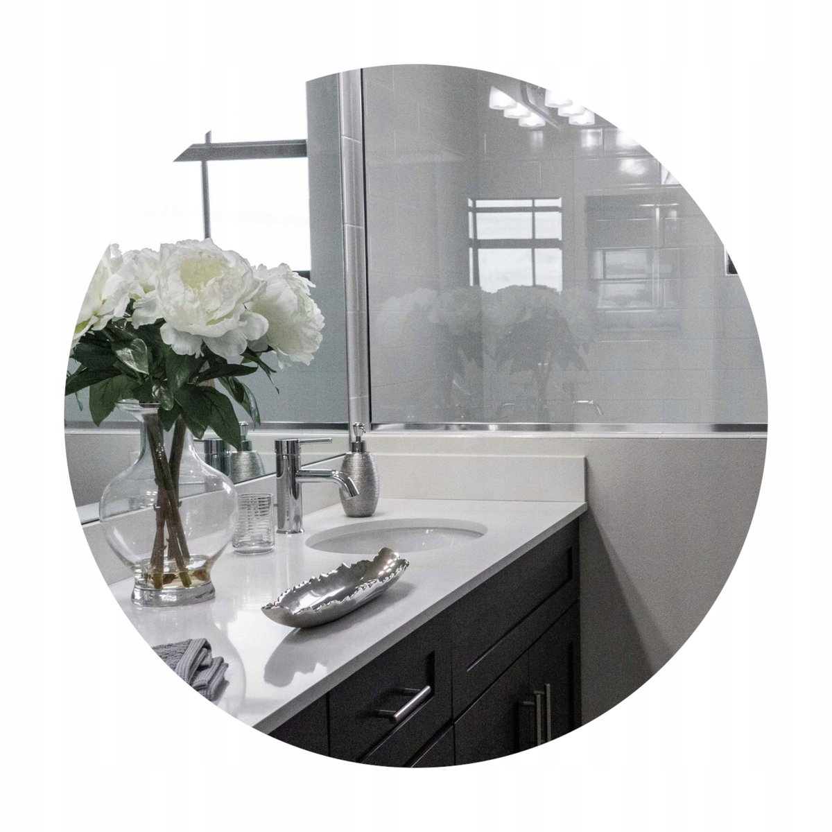 LUSTRO ŁAZIENKOWE OKRĄGŁE 60 CM BEZ RAMY SZLIFOWANE SREBRNE - NA WYMIAR