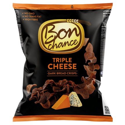 Bon Chance Triple Cheese Dark Bread Crisps 120g