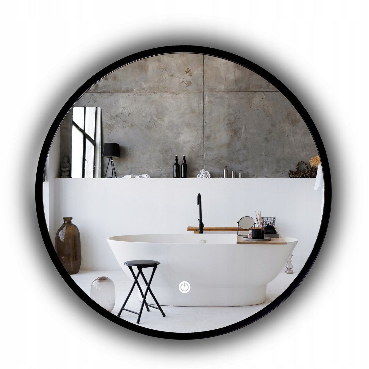LUSTRO PODŚWIETLANE W RAMIE DO MAKIJAŻU 50 CM LOFT