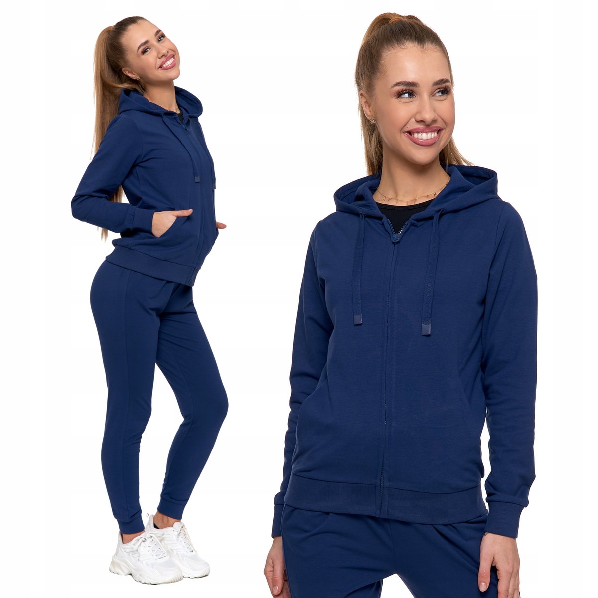 Rozpinana BLUZA DAMSKA Gładka Dresowa z Kapturem Klasyczna Wygodna MORAJ XL