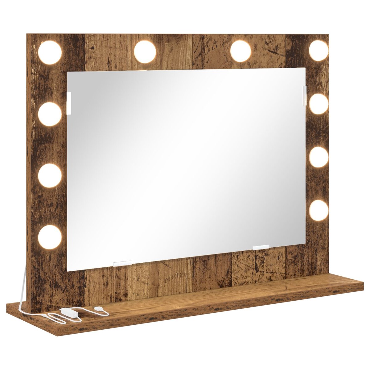 vidaXL Lustro toaletowe Stare drewno Drewno 60 x 45 x 18 cm Lustro