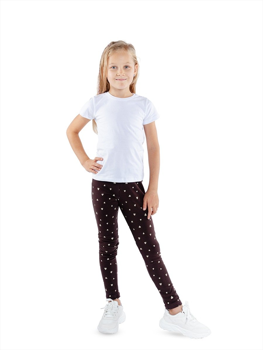 Dziewczęce legginsy ocieplane w serca brązowe Tup Tup