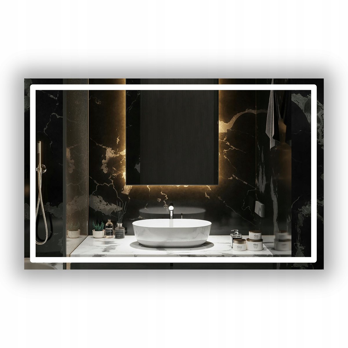 LUSTRO ŁAZIENKOWE LED PODŚWIETLANE 70x50 cm 120 diod/m BEZ RAMY PION POZIOM