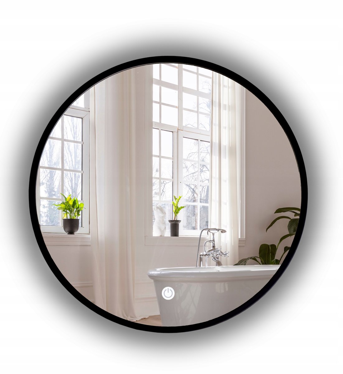 LUSTRO LED PODŚWIETLANE DUŻE 90 CM W CZARNEJ RAMIE