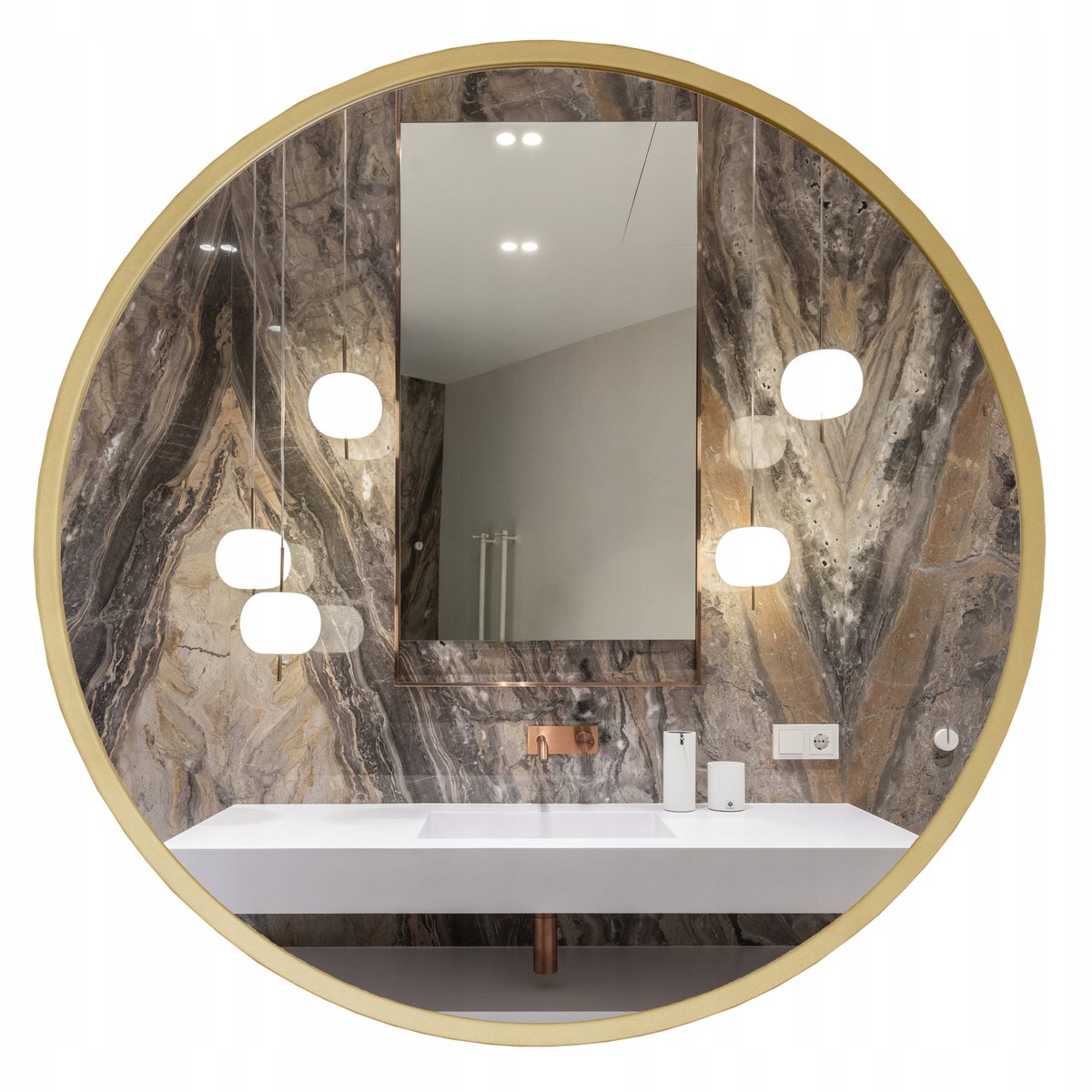 LUSTRO W ZŁOTEJ RAMIE 60 CM WISZĄCE DEKORACYJNE