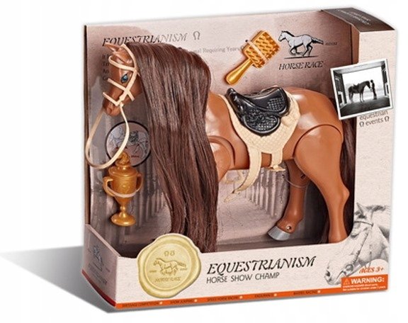 Interaktywny Duży Koń Chodzący Champion Brązowe Umaszczenie Z Bujną Grzywą